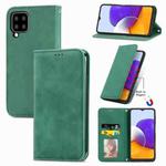 For Samsung Galaxy A22 5G Retro Skin Feel Business Magnetic Horizontal Flip Leather Case With Holder & Card Slots & Wallet & Photo Frame(Green)