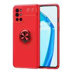 For OnePlus 9R Metal Ring Holder 360 Degree Rotating TPU Case(Red+Red)