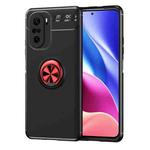 For Redmi K40 Pro+ Metal Ring Holder 360 Degree Rotating TPU Case(Black+Red)