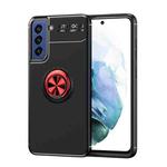 For Samsung Galaxy S21 FE 5G Metal Ring Holder 360 Degree Rotating TPU Case(Black+Red)