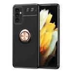 For Samsung Galaxy A82 5G Metal Ring Holder 360 Degree Rotating TPU Case(Black+Rose Gold)