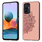 For Xiaomi Redmi Note 10 Pro Mandala Embossed Cloth Cover PC + TPU Mobile Phone Case with Magnetic Function and Hand Strap(Rose Gold)