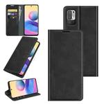 For Xiaomi Redmi Note 10 5G Retro-skin Business Magnetic Suction Leather Case with Holder & Card Slots & Wallet(Black)