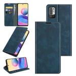 For Xiaomi Redmi Note 10 5G Retro-skin Business Magnetic Suction Leather Case with Holder & Card Slots & Wallet(Dark Blue)