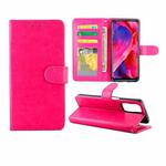 For OPPO A54 4G Crazy Horse Texture Leather Horizontal Flip Protective Case with Holder & Card Slots & Wallet & Photo Frame(Rose Red)
