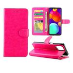 For Samsung Galaxy F62/M62 Crazy Horse Texture Leather Horizontal Flip Protective Case with Holder & Card Slots & Wallet & Photo Frame(Rose Red)