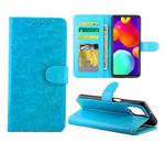 For Samsung Galaxy F62/M62 Crazy Horse Texture Leather Horizontal Flip Protective Case with Holder & Card Slots & Wallet & Photo Frame(Baby Blue)