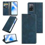 For OPPO A55 5G Retro-skin Business Magnetic Suction Leather Case with Holder & Card Slots & Wallet(Dark Blue)