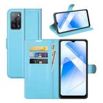 For OPPO A55 5G Litchi Texture Horizontal Flip Protective Case with Holder & Card Slots & Wallet(Blue)
