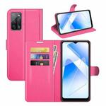 For OPPO A55 5G Litchi Texture Horizontal Flip Protective Case with Holder & Card Slots & Wallet(Rose Red)