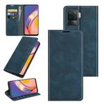 For OPPO A94 4G / F19 Pro / Reno5 Lite Retro-skin Business Magnetic Suction Leather Case with Holder & Card Slots & Wallet(Dark Blue)