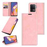 For OPPO A94 4G / F19 Pro / Reno5 Lite Retro-skin Business Magnetic Suction Leather Case with Holder & Card Slots & Wallet(Pink)