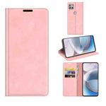 For Motorola Moto One 5G Ace Retro-skin Business Magnetic Suction Leather Case with Holder & Card Slots & Wallet(Pink)