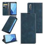For Wiko Y51 Retro-skin Business Magnetic Suction Leather Case with Holder & Card Slots & Wallet(Dark Blue)