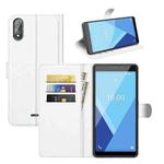 For Wiko Y51 Litchi Texture Horizontal Flip Protective Case with Holder & Card Slots & Wallet(White)