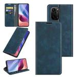 For Xiaomi Redmi K40 Pro / K40 / Poco F3 / Mi 11i Retro-skin Business Magnetic Suction Leather Case with Holder & Card Slots & Wallet(Dark Blue)