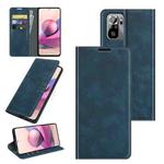 For Xiaomi Redmi Note 10 4G / Note 10S Retro-skin Business Magnetic Suction Leather Case with Holder & Card Slots & Wallet(Dark Blue)