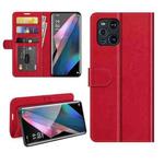 For OPPO Find X3 Pro / Find X3 R64 Texture Single Horizontal Flip Protective Case with Holder & Card Slots & Wallet& Photo Frame(Red)