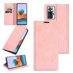 For Xiaomi Redmi Note 10 Pro / Note 10 Pro Max Retro-skin Business Magnetic Suction Leather Case with Holder & Card Slots & Wallet(Pink)