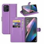 For OPPO Find X3 Pro / Find X3 Litchi Texture Horizontal Flip Protective Case with Holder & Card Slots & Wallet(Purple)