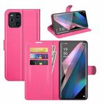 For OPPO Find X3 Pro / Find X3 Litchi Texture Horizontal Flip Protective Case with Holder & Card Slots & Wallet(Rose Red)