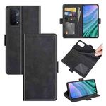 For OPPO A54 5G / A93 5G / A74 5G Dual-side Magnetic Buckle Horizontal Flip Leather Case with Holder & Card Slots & Wallet(Black)
