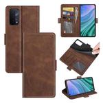 For OPPO A54 5G / A93 5G / A74 5G Dual-side Magnetic Buckle Horizontal Flip Leather Case with Holder & Card Slots & Wallet(Brown)