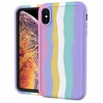 For iPhone XR Rainbow Silicone +PC Shockproof Skid-proof Dust-proof Case(Rainbow Pink)