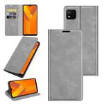 For Wiko Y62 Retro-skin Business Magnetic Suction Leather Case with Holder & Card Slots & Wallet(Grey)