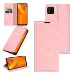 For Wiko Y62 Retro-skin Business Magnetic Suction Leather Case with Holder & Card Slots & Wallet(Pink)
