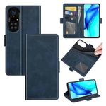 For Huawei P50 Pro Dual-side Magnetic Buckle Horizontal Flip Leather Case with Holder & Card Slots & Wallet(Dark Blue)