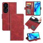 For Huawei P50 Pro Dual-side Magnetic Buckle Horizontal Flip Leather Case with Holder & Card Slots & Wallet(Red)