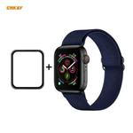 For Apple Watch Series 6/5/4/SE 40mm Hat-Prince ENKAY 2 in 1 Adjustable Flexible Polyester Wrist Watch Band + Full Screen Full Glue PMMA Curved HD Screen Protector(Dark Blue)