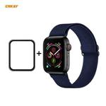 For Apple Watch Series 6 / 5 / 4 / SE 44mm Hat-Prince ENKAY 2 in 1 Adjustable Flexible Polyester Watch Band + Full Screen Full Glue PMMA Curved HD Screen Protector(Dark Blue)