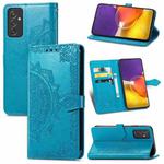 For Samsung Galaxy A82 5G Mandala Embossing Pattern Horizontal Flip Leather Case with Holder & Card Slots & Wallet & Lanyard(Blue)