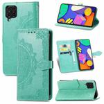 For Samsung Galaxy F62 / M62 Mandala Embossing Pattern Horizontal Flip Leather Case with Holder & Card Slots & Wallet & Lanyard(Green)