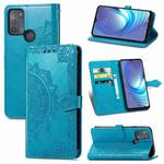 For Motorola Moto G50 Mandala Embossing Pattern Horizontal Flip Leather Case with Holder & Card Slots & Wallet & Lanyard(Blue)