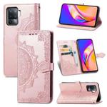 For OPPO A94 5G / F19 Pro+ / Reno5 Z Mandala Embossing Pattern Horizontal Flip Leather Case with Holder & Card Slots & Wallet & Lanyard(Rose Gold)