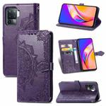 For OPPO A94 5G / F19 Pro+ / Reno5 Z Mandala Embossing Pattern Horizontal Flip Leather Case with Holder & Card Slots & Wallet & Lanyard(Purple)