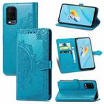 For OPPO A54 4G Mandala Embossing Pattern Horizontal Flip Leather Case with Holder & Card Slots & Wallet & Lanyard(Blue)