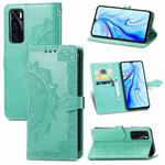 For vivo V20 SE Mandala Embossing Pattern Horizontal Flip Leather Case with Holder & Card Slots & Wallet & Lanyard(Green)