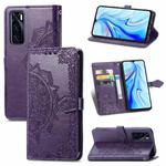 For vivo V20 SE Mandala Embossing Pattern Horizontal Flip Leather Case with Holder & Card Slots & Wallet & Lanyard(Purple)