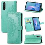For Sony Xperia 1 III Mandala Embossing Pattern Horizontal Flip Leather Case with Holder & Card Slots & Wallet & Lanyard(Green)