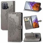 For Xiaomi Mi 11 Pro Mandala Embossing Pattern Horizontal Flip Leather Case with Holder & Card Slots & Wallet & Lanyard(Gray)