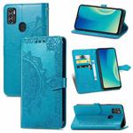 For ZTE A7S 2020 Mandala Embossing Pattern Horizontal Flip Leather Case with Holder & Card Slots & Wallet & Lanyard(Blue)