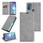 For Motorola Moto G50 Retro-skin Business Magnetic Suction Leather Case with Holder & Card Slots & Wallet(Grey)