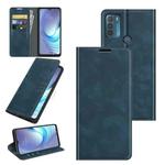 For Motorola Moto G50 Retro-skin Business Magnetic Suction Leather Case with Holder & Card Slots & Wallet(Dark Blue)