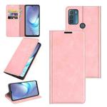 For Motorola Moto G50 Retro-skin Business Magnetic Suction Leather Case with Holder & Card Slots & Wallet(Pink)