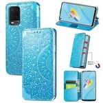 For OPPO A54 4G Blooming Mandala Embossed Pattern Magnetic Horizontal Flip Leather Case with Holder & Card Slots & Wallet(Blue)