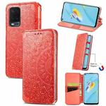 For OPPO A54 4G Blooming Mandala Embossed Pattern Magnetic Horizontal Flip Leather Case with Holder & Card Slots & Wallet(Red)